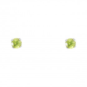 Boucles d oreilles Or Blanc 375 Péridot 4mm Boucles d oreilles type puces Or Blanc 375 Pierres rondes 4mm diamètre (0,3 ca...