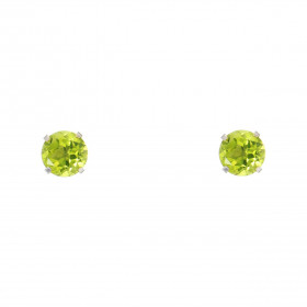 Boucles d oreilles Or Blanc 375 Péridot 5mm Boucles d oreilles type puces Or Blanc 375 Pierres rondes 5mm diamètre (0,55 c...