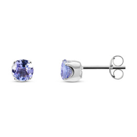 Boucles d'oreilles Or blanc 375 Tanzanite Ronde 5mm. Boucles d'oreilles type puces en Or blanc 375 (9 carats). Pierres ron...