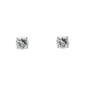 Boucles d oreilles Or Blanc 750 Aigue Marine 5mm Boucles d oreilles type puces Or Blanc 750 Pierres rondes 5mm diamètre (0...
