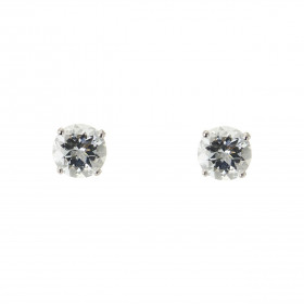 Boucles d oreilles Or Blanc 750 Aigue Marine 6mm Boucles d oreilles type puces Or Blanc 750 Pierres rondes 6mm diamètre (0...