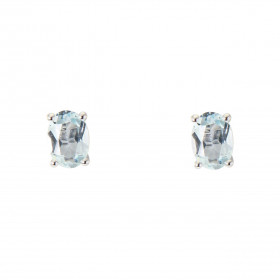 Boucles d oreilles Or Blanc 750 Aigue Marine Ovale 7x5mm Boucles d oreilles type puces Or Blanc 750 Pierres ovales 7x5mm (...