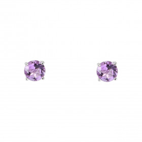 Boucles d oreilles Or Blanc 750 Améthyste 5mm Boucles d oreilles type puces Or Blanc 750 Pierres rondes 5mm diamètre (0,45...