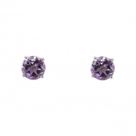 Boucles d oreilles Or Blanc 750 Améthyste 6mm Boucles d oreilles type puces Or Blanc 750 Pierres rondes 6mm diamètre (0,8 ...
