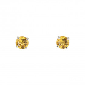 Boucles d oreilles Or Blanc 750 Citrine 5mm Boucles d oreilles type puces Or Blanc 750 Pierres rondes 5mm diamètre (0,45 c...