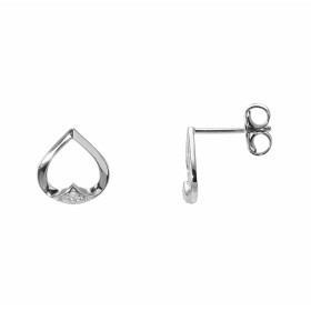 Boucles d&#39;oreilles Or Blanc 750/1000 en forme de coeur inversé serti d&#39;un petit diamant. Dimensions de la boucle :...