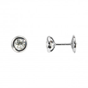  Boucles d oreilles Or Blanc serties deux diamants 4.2mm diamètre Diamètre du Motif Or Blanc : 7mm Système sécurité ALPA P...