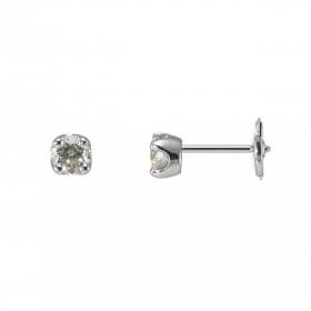  Boucles d oreilles Or Blanc serties deux diamants 0.3 carat  Diamètre des pierres : 4.5mm Système sécurité ALPA Poids tot...
