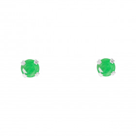 Boucles d oreilles Or Blanc 750 Emeraude 4mm Boucles d oreilles type puces Emeraude Pierres rondes 4mm diamètre (0,3 carat...