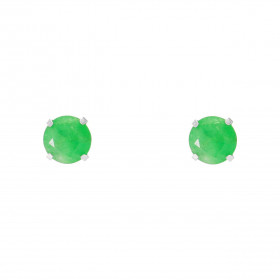 Boucles d oreilles Or Blanc 750 Emeraude 5mm Boucles d oreilles type puces Emeraude Pierres rondes 5mm diamètre (0,6 carat...