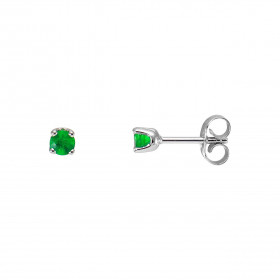  Boucles d oreilles Or Blanc 750 Emeraudes AAA Rondes 3mm Boucles d oreilles type puces Or Blanc 750 Pierres rondes 3mm di...