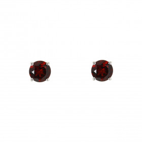 Boucles d'oreilles Or Blanc 750 Grenat 5mm