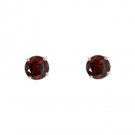 Boucles d oreilles Or Blanc 750 Grenat 6mm Boucles d oreilles type puces Or Blanc 750 Pierres rondes 6mm diamètre (0,8 car...