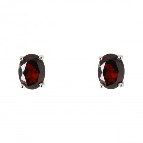 Boucles d oreilles Or Blanc 750 Grenat Ovale 8x6mm Boucles d oreilles type puces Or Blanc 750 Pierres ovales 8x6mm (1.2 ca...