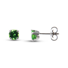  Boucles d oreilles Or Blanc 750 serties 2 Grenats Tsavorite ronds 5mm ( 2 x 0,5 carat ) Serti à griffes Système fermeture...