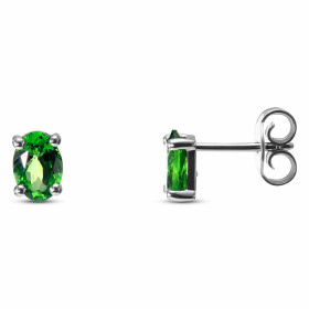 Boucles d oreilles Or Blanc 750 serties grenat tsavorite qualité AAA Dimensions des pierres : 7x5mm Poids unitaire chaque...