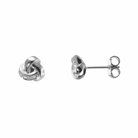 Boucles d'oreilles Or Blanc 750/1000 composées d'un motif entrelacé serti de quatre petits diamants. Dimensions de la bouc...