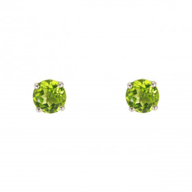 Boucles d oreilles Or Blanc 750 Péridot 6mm Boucles d oreilles type puces Or Blanc 750 Pierres rondes 6mm diamètre (0,8 ca...