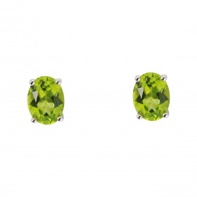 Boucles d oreilles Or Blanc 750 Péridot Ovale 8x6mm Boucles d oreilles type puces Or Blanc 750 Pierres ovales 8x6mm (1.2 c...