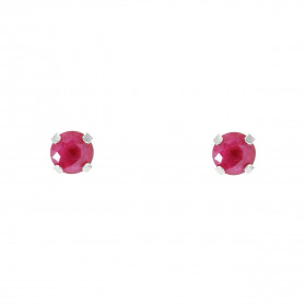 Boucles d oreilles Or Blanc 750 Rubis 5mm Boucles d oreilles type puces Rubis Pierres rondes 4mm diamètre (0,3 carat/pièce...