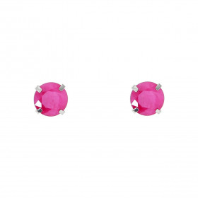 Boucles d'oreilles Or Blanc 750 Rubis 5mm