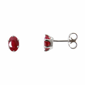  Boucles d oreilles Or Blanc 750 serties rubis Rubis Ovales 6x4mm Poids total rubis : 1 carat Serti à 6 griffes Système fe...