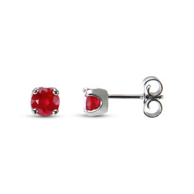 Boucles d'oreilles Or Blanc 750 Rubis Ronds 5mm