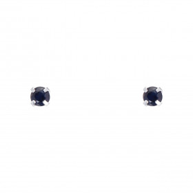 Boucles d oreilles Or Blanc 750 Saphir 3mm Boucles d oreilles type puces Saphir Pierres rondes 3mm diamètre (0,15 carat/pi...