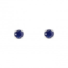 Boucles d oreilles Or Blanc 750 Saphir 4mm Boucles d oreilles type puces Saphir Pierres rondes 4mm diamètre (0,3 carat/piè...