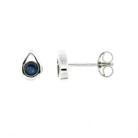 Boucles d oreilles Or Blanc 750 serties saphirs ronds 3mm Motif forme poire 7x5mm Serti clos Fermeture par poussettes Poid...