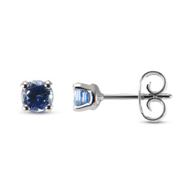  Boucles d oreilles Or Blanc 750 serties saphirs ronds 4mm diamètre (2x0,30 carat) Poids Saphir : 0,60 carat Serti à griff...