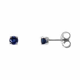  Boucles d oreilles Or Blanc 750 serties 2 Saphirs 4mm diamètre (2x0.25 carat) 