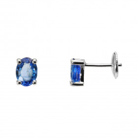  Boucles d oreilles Or Blanc 750 serties deux saphirs Ceylan Pierres ovales 7x5mm Qualité Saphir : AAA Poids total saphir ...