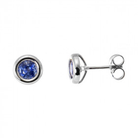 Boucles d'oreilles Or Blanc 750 Saphirs Ronds 5mm