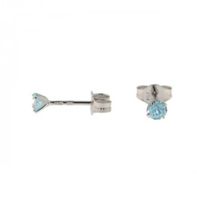  Boucles d oreilles Or blanc Topaze Bleue traitée Pierres rondes 3mm diamètre Serti 4 griffes 