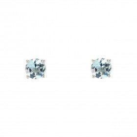 Boucles d oreilles Or Blanc 750 Topaze bleue traitée 5mm Boucles d oreilles type puces Or Blanc 750 Pierres rondes 5mm dia...