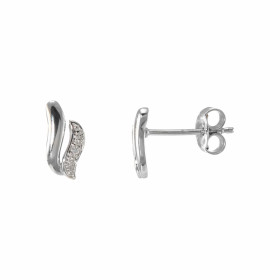 Boucles d oreilles Or Blanc serties deux diamants Dimensions du motif (vue face) : 10 x 5 mm Poids Diamant : 0,011 carats ...