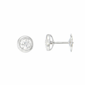  Boucles d oreilles Or blanc 750 serties Diamants ronds Diamètre des diamants : 3,8mm Fermeture sécurisée ALPA Poids Diama...