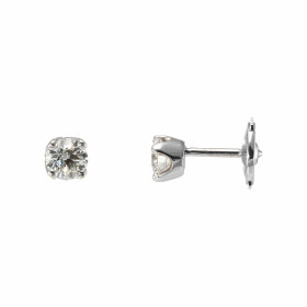 Boucles d&#39;oreilles Or blanc 750 Diamant. Diamants ronds de 4.7mm de diamètre. Serti à 4 griffes. Poids unitaire diaman...