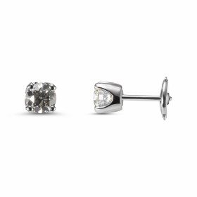 Boucles d&#39;oreilles en Or Blanc et Diamant. Ces boucles sont serties de Diamants ronds. Les pierres mesurent 4.7mm de d...
