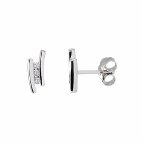  Boucles d oreilles Or Blanc serties 6 diamants pour un poids total 0,011 carat Dimensions du motif : 10 x 4 mm Couleur Di...