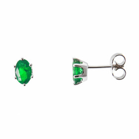  Boucles d oreilles Or Blanc serties 2 émeraudes ovales 6x4mm (2 x 0,43 carat) Poids Emeraude : 0,86 carats 