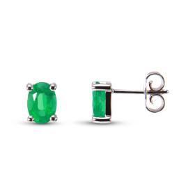  Boucles d oreilles Or Blanc Emeraude Pierres ovales 7x5mm (2 x 0,8 carat) Poids total Emeraude : 1,6 carat Système fermet...