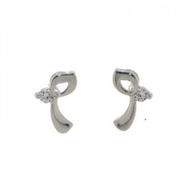 Boucles d'oreilles en Or Blanc 750/1000 et Oxydes de zirconium. Dimensions : 9x6mm. 