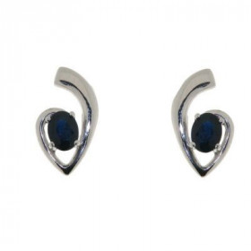 Boucles d'oreilles en Or Blanc 750/1000 et Saphir. Dimensions des pierres : 4 x 3 mm. Dimensions du Motif : 12 x 7 mm. 