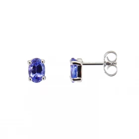  Boucles d oreilles Or Blanc 750 Tanzanites AAA Ces Boucles sont serties deux tanzanites ovales 6x4mm Le poids total des p...