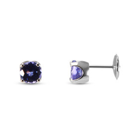 Boucles d'oreilles Or Blanc Tanzanites AAA RondeS 6mm