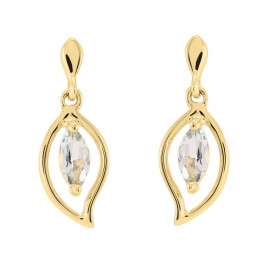 Boucles d oreilles Or jaune 375 Aigue marine navette 6x3mm Boucles d oreilles pendantes or jaune 375 (9 carats) Aigues mar...