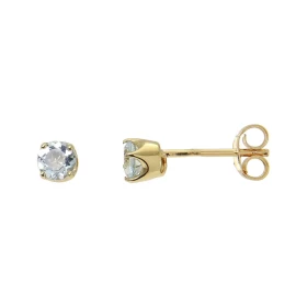 Boucles d'oreilles Or jaune 375 Aigue Marine Ronde 4mm