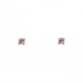 Boucles d oreilles Or Jaune 375 Améthyste 3mm Boucles d oreilles type puces Or Jaune 375 Pierres rondes 3mm diamètre (0,15...